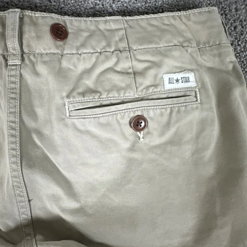 Converse All Star X Nike Pants Mens 34x32 Tan Baggy Chino Skateboarding Y2K
